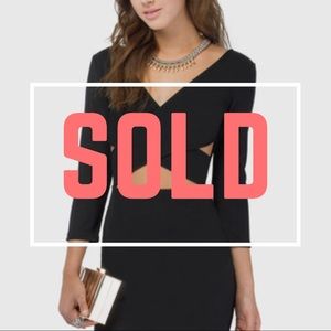Long sleeve black cut out cocktail dress